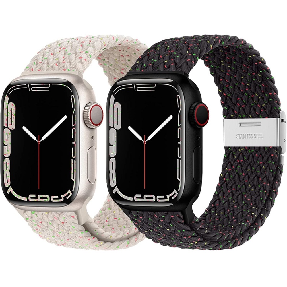 2 Pack Braided Solo Loop Bands Compatible Apple Watch Band 38mm 40mm 41mm